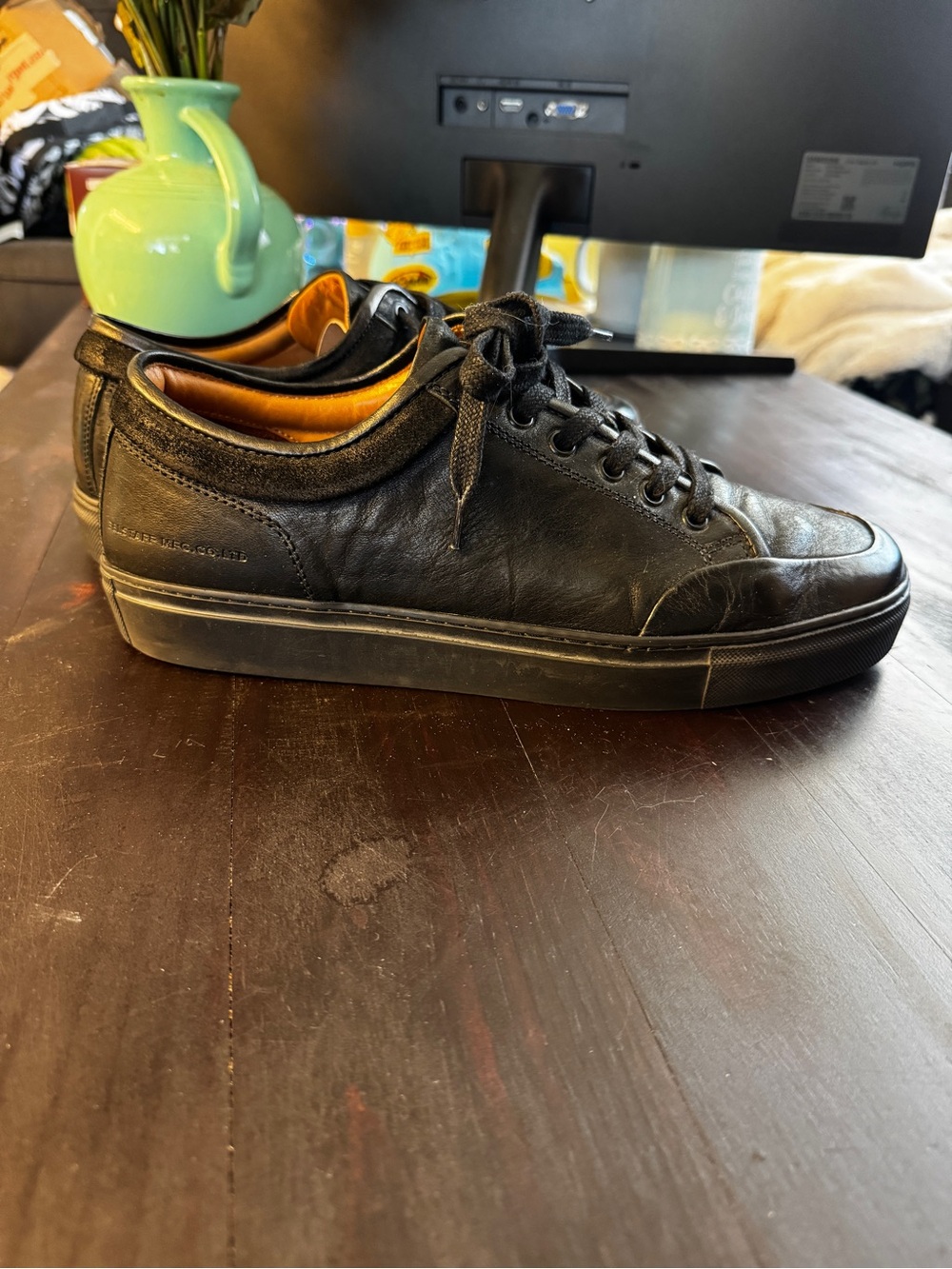 Belstaff rally Black Leather Low-Top Sneakers with Tan leather Interior